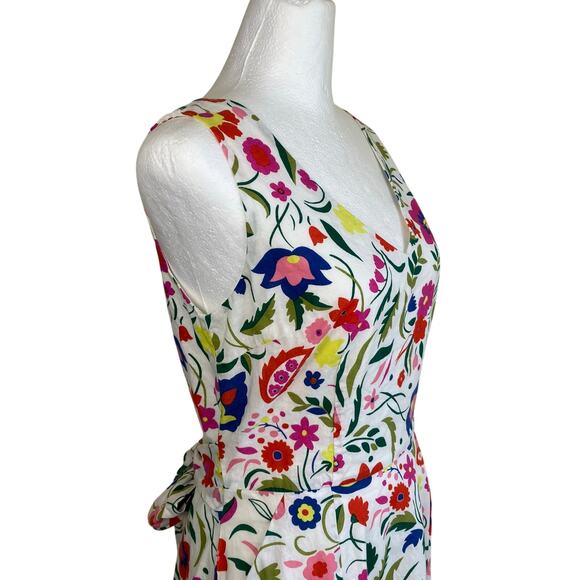 Boden Sz 4 US ‘Jade’ Fit & Flare Dress Linen Blend Folk Pop Boho Floral Print - Picture 9 of 16